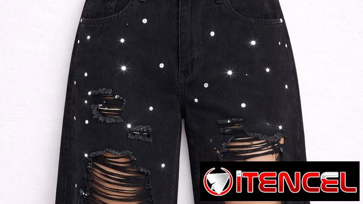 Short de mujer con diamantes, roto