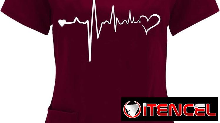 Parte superior de pijama médico rojo vino