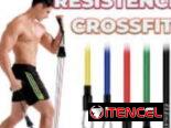 JUEGO DE 5 BANDAS DE RESISTENCIA MAS 5 ACCESORIOS PARA EJERCICIOS CROSSFIT.