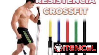 JUEGO DE 5 BANDAS DE RESISTENCIA MAS 5 ACCESORIOS PARA EJERCICIOS CROSSFIT.