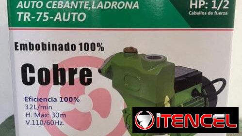 Bomba de agua periférica autocrbante (Ladrón de agua )  Potencia: 1/2 caballo  Caudal Max: 32 L/min Altura máx: 30 m Vol