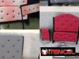 Cama personal de tubo tapisada con mesas de noche y barandas si las desea el color lo elige usted.