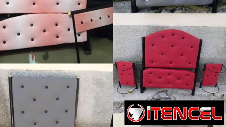 Cama personal de tubo tapisada con mesas de noche y barandas si las desea el color lo elige usted.