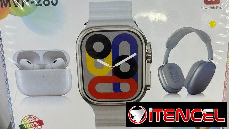 Combo de reloj inteligente con audífonos casco y audífonos tipo iPhone