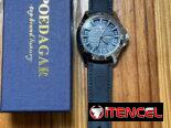 Reloj poedagar, esfera y pulsera azul navy , manilla de cuero. Calendario. Ideal para eventos formales y casuales.