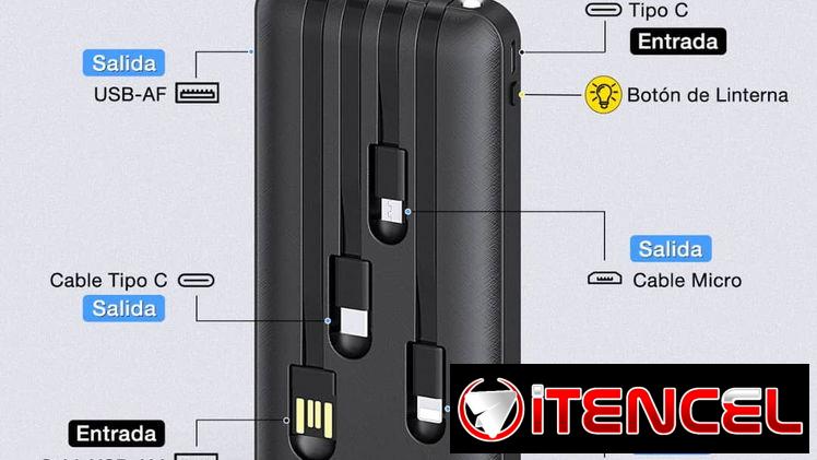 PowerBank con cables integrados 1HORA de 10000 mAh