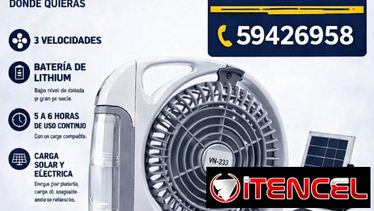 Ventilador Recargable con panel y música