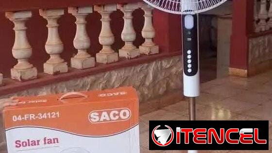Ventilador recargable de pedestal con panel solar 48 usd