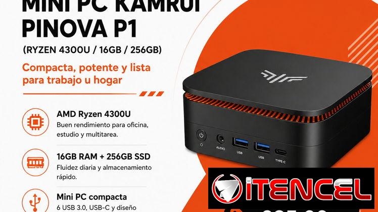 Mini PC KAMRUI Pinova P1 Ryzen 4300U 16GB 256GB SSD | Computadora Compacta en La Habana