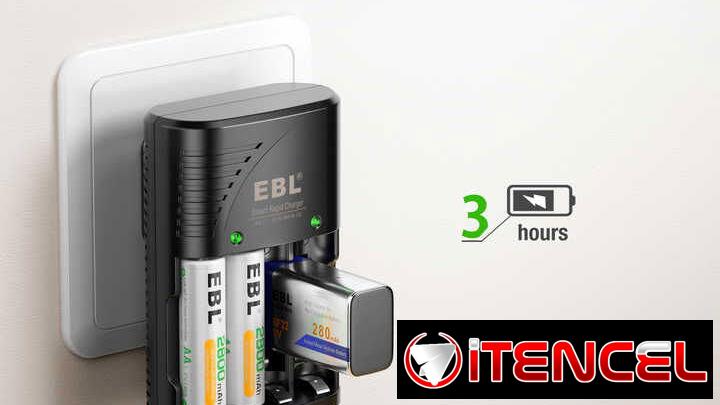 🔋 CARGADOR DE BATERIAS RECARGABLES 🔋 PARA AA – AAA -9 VOLT 🔋 MARCA EBL® 🔋 CALIDAD 🔋  5.887.23.60