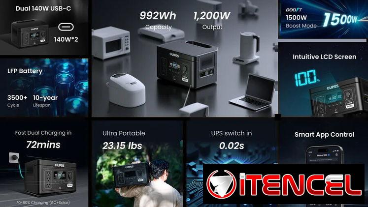 1200W – ESTACIÓN DE ENERGÍA OUPES 3600WP/1200WN CON 992WH. FACTURA Y GARANTIA. TL 54833699