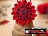 Colgante “Girasol Rojo”a crochet