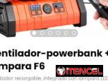 Ventilador-powerbank + lámpara F6. Incluye control remoto y cable de alimentación
