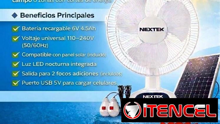 Ventilador Recargable son de baterías🔋Lithium el Kit completo (Ventilador + 2 Bombillos + Panel Solar)