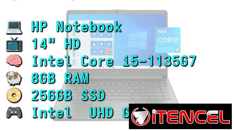 LAPTOP 🎁NUEVA🎁📦CAJA, HP Notebook (14-dq2088wm), 14″ HD IPS, Intel Core i5-1135G7, 8GB RAM, 256GB SSD