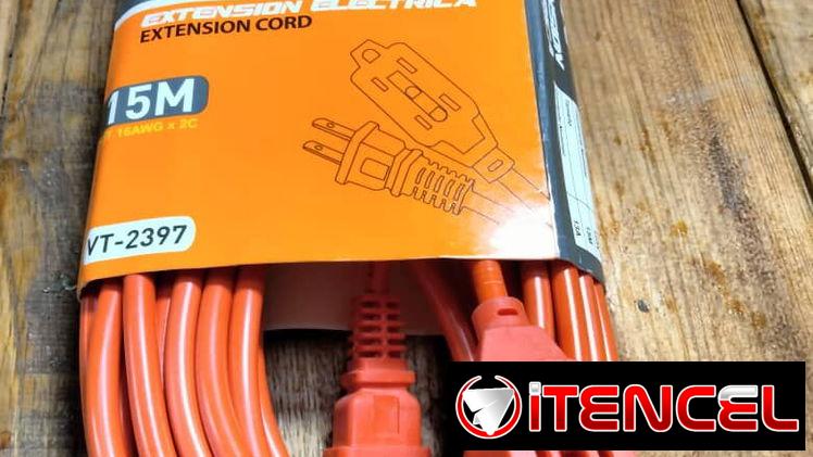 *Extensión Electrica V-TEG de 15 metros*  _Cable de 15 metros. 3 tomacorrientes. 125 volt. 16AWG x 2C. Potencia nominal