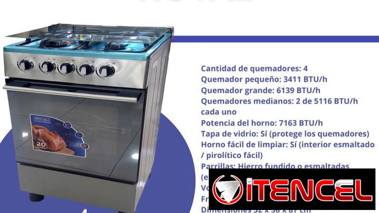 Cocina de gas con horno 4 hornillas Royal