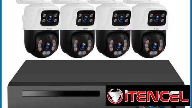 Sistema de Vigilancia con 4 cámaras POE, Dual Lens PTZ 6MP HD. Viene con todo! Nuevo en su Caja! Sellado!