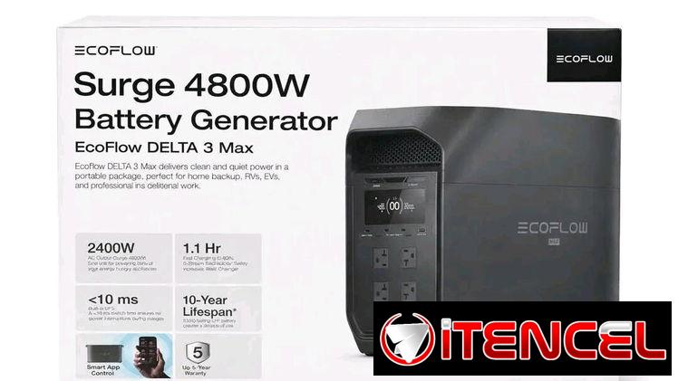 EcoFlow DELTA 3 Max  Batería de 2048 Wh (~2 kWh)  Salida AC continua: 2400 W  Suficiente para eléctrodomèsticos grandes