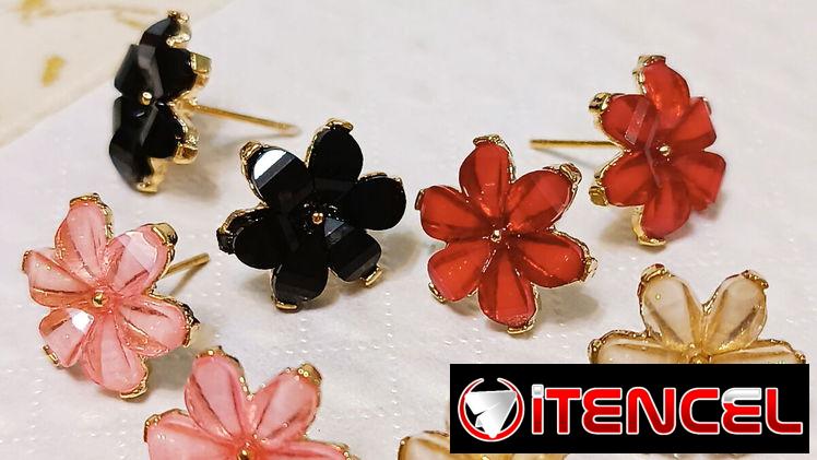 Bellos aretes de acero inoxidable en forma de flor de diferentes colores 🌈
