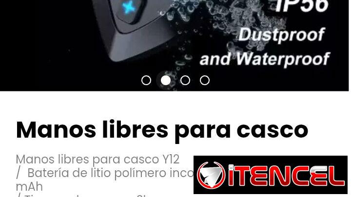 Manos libres para casco Y12. Bluetooth 5.4