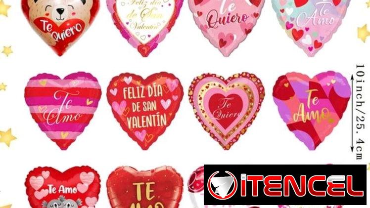 Set de globos de aluminio con textos de amor