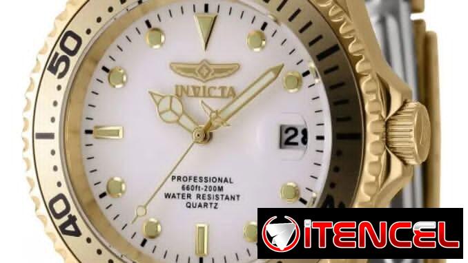 Reloj Invicta con manilla y vicel dorado con esfera blanca Cod:Alofoke