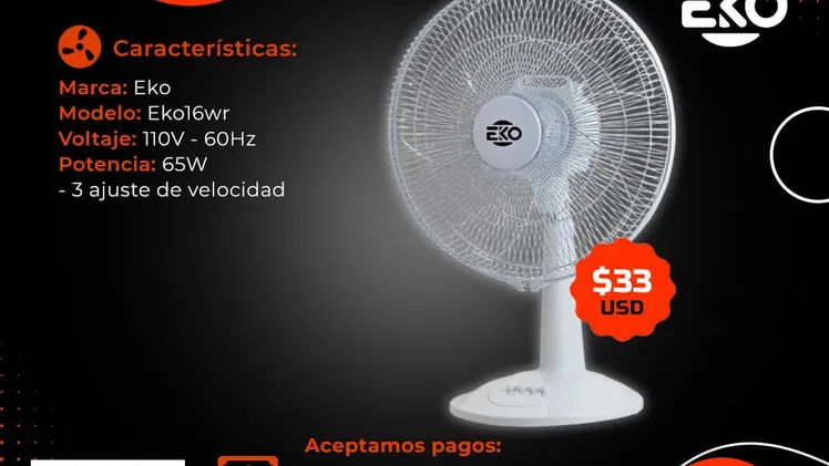 💲33💲VENTILADOR DE MESA EKO. FACTURA Y GARANTÍA DE 1 AÑO. TLF 54833699