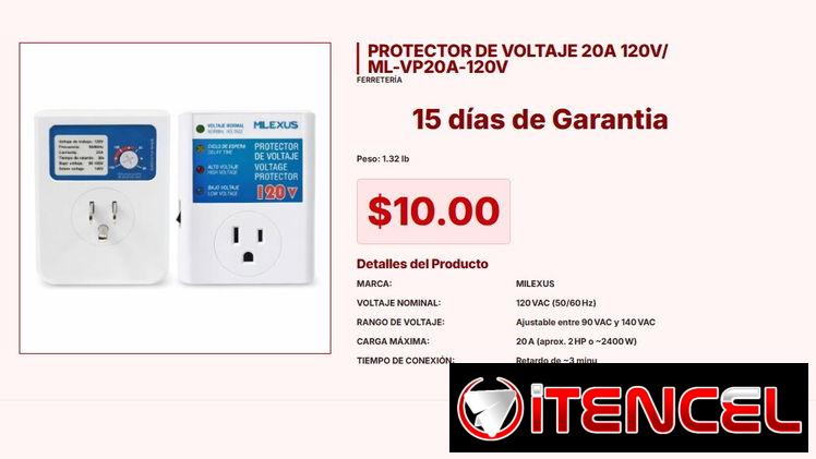Protector Milexus ML-VP20A-120V por Solo $10.00 con Salida 20A VPT#-0254