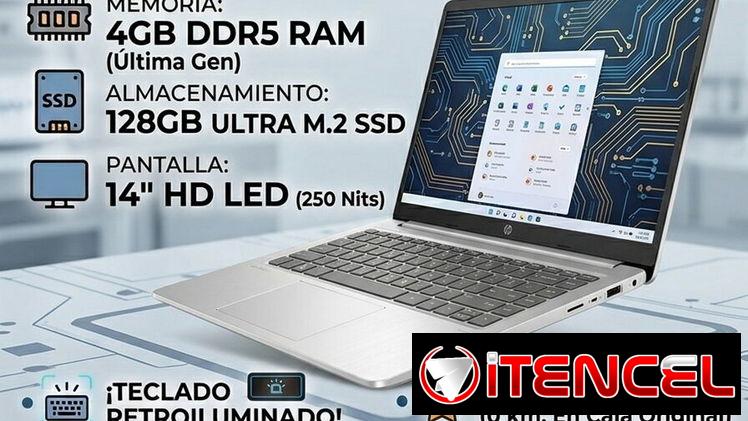 Laptop HP 14″ NUEVA EN CAJA • AMD Athlon Silver 7120U • RAM DDR5 • 128GB SSD • $300