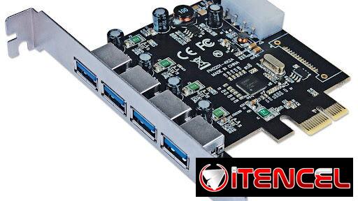 Adaptador PCIe Express de 4 puertos USB 3.0 para su Board. Nuevos.
