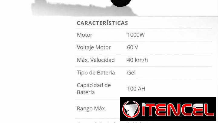 4800USD Triciclo RALY grande con techo y maletero con motor de 1000w y bateria de gel 100Ah