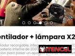 Ventilador + lámpara X20. Ventilador recargable, integrado con lámpara LED y una batería interna de 20000mAh.