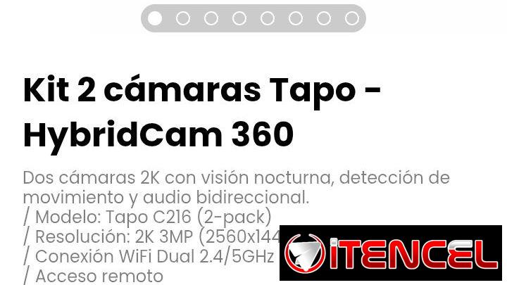 Kit 2 cámaras Tapo – HybridCam 360. Dos cámaras 2K con visión nocturna, detección de movimiento y audio bidireccional.