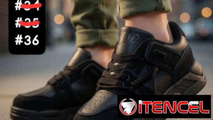 TENIS PARA NIÑOS Y NIÑAS ECONÓMICO DOBLE CORDÓN NEGRO COMPLETO🖤😎