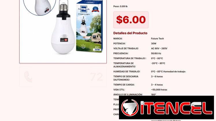 Bombillo LED 30W: Recargable, Potente y Fácil de Instalar VPT#-0053