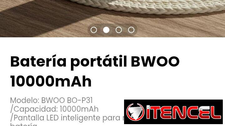 Batería portátil BWOO 10000mAh. Modelo: BWOO BO-P31