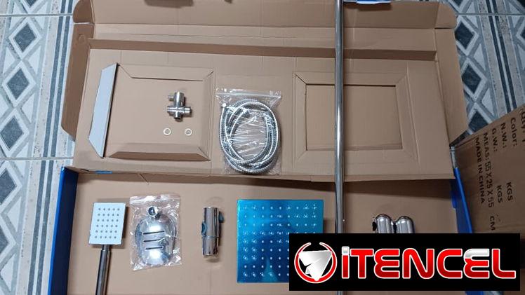 Aqua-Q Kit Ducha Cuadrada Acero Inox ABS Latón, Ducha Cuadrada Royal Shower Aqua-Q 86cm VPT#-0521