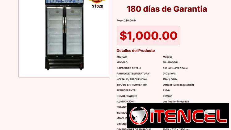NEVERA EXHIBIDORA VERTICAL 19.7PIES MILEXUS VPT#-0209