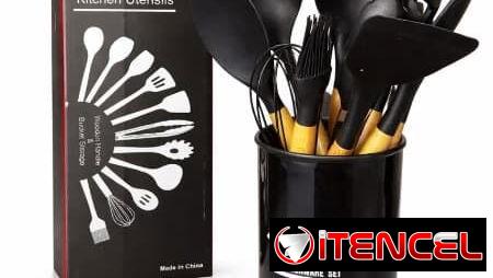Juego De Utensilios De Cocina De 12 Piezas Negros, garantía y factura, somos empresa
