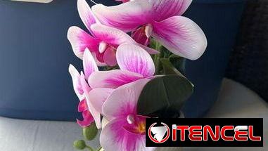 Macetas con flores artificiales