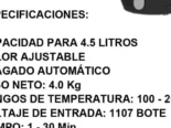 Freidora de aire Luxor de 4.5 lts 1200 wh