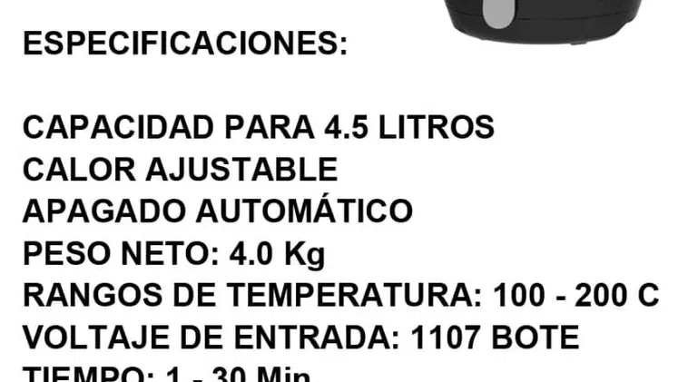 Freidora de aire Luxor de 4.5 lts 1200 wh