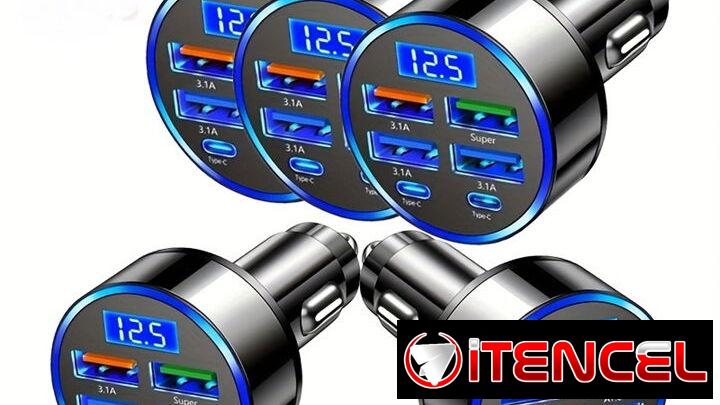 Cargador Rápido para Carro Auto Coche 6 en 1 con Voltimetro – 1pz $3000