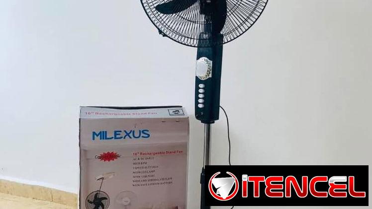 Ventilador recargable de pedestal 16″ Milexus, batería de litio