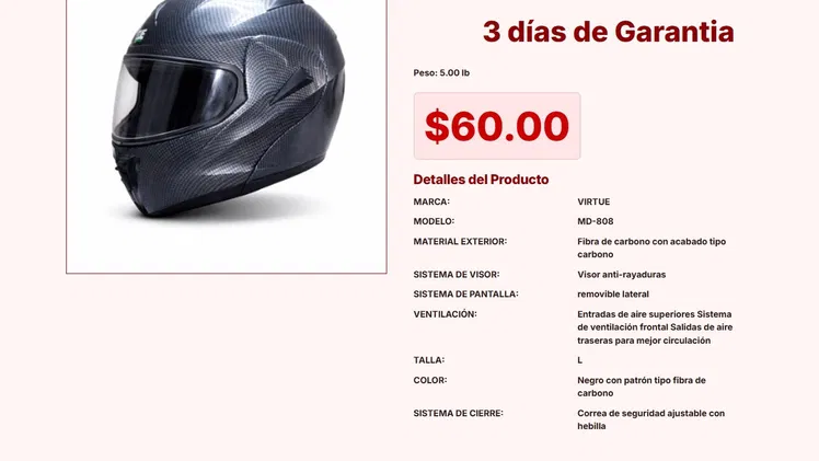 Casco integral disponible por solo 45 USD hoy mismo en oferta VPT#-0079