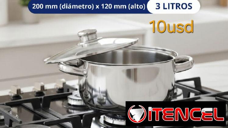 Cazuela y Sartén de acero inoxidable 2 y 3L