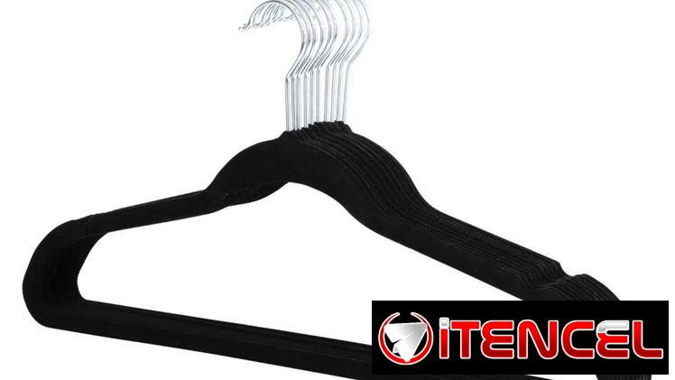 Set de percheros de 5 piezas metal y gamuza flocada negra