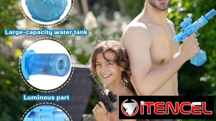 🔫 Pistolas de Agua Eléctricas 💦 Juguetes de Verano 🌞 Alta Capacidad ✨ Iluminadas con Silenciador Automático