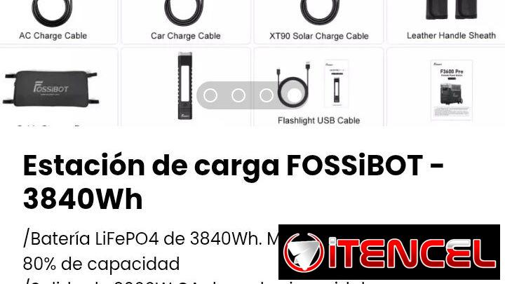 Estación de carga FOSSiBOT – 3840Wh /Batería LiFePO4 de 3840Wh. Más de 4000 ciclos con 80% de capacidad. Nueva